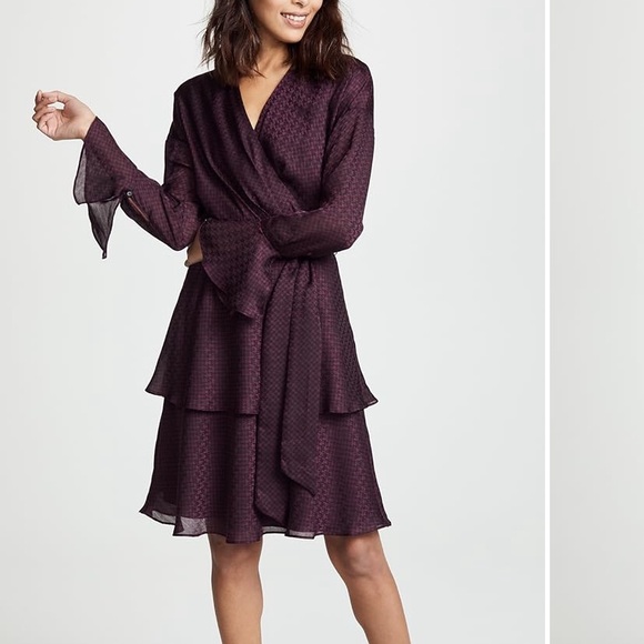 Joie Marcel chiffon dress in blackberry - Picture 2 of 10